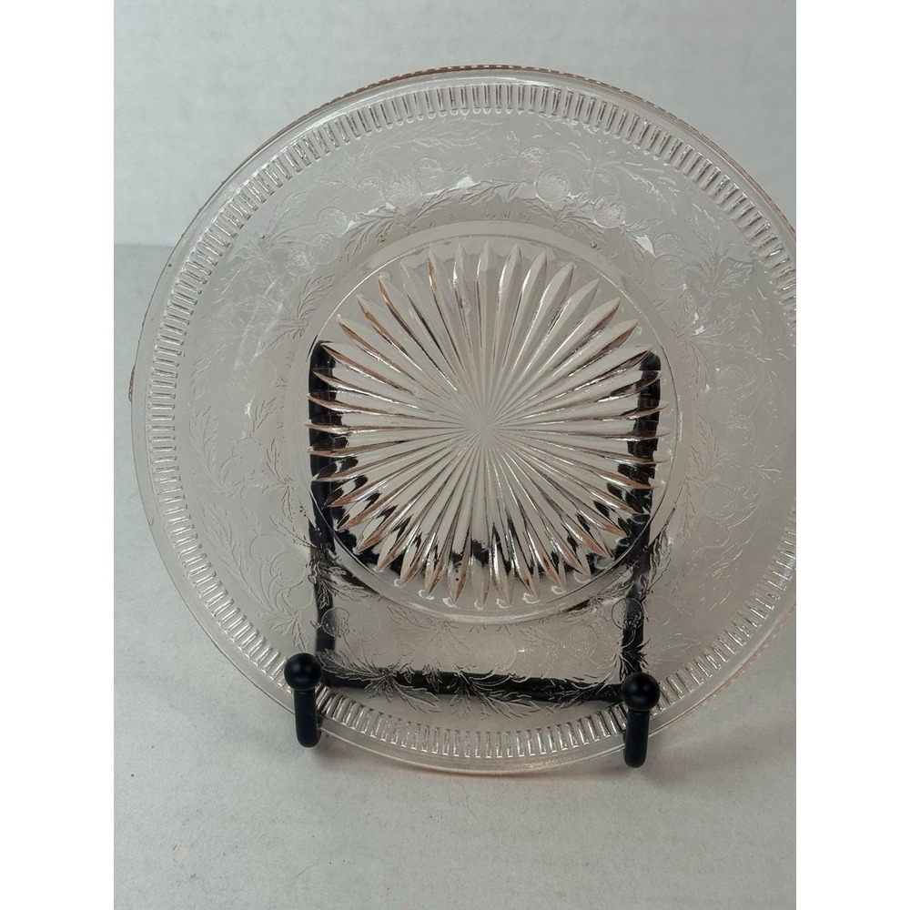 US Glass Cherryberry Cherry Berry Pink 6" Plate Depression Glass